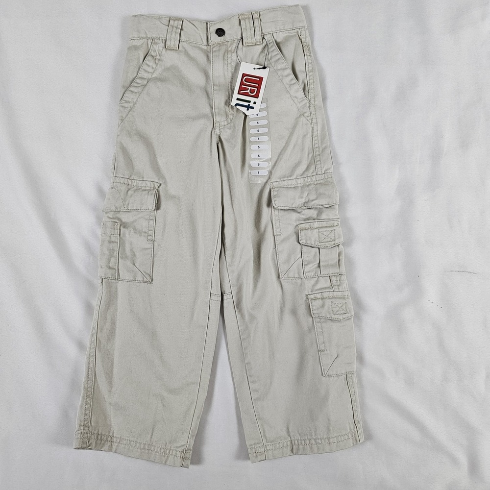 Vtg Y2K Boys URit Skater Wide Leg Cargo Denim Sz 5 Light Beige NEW‎